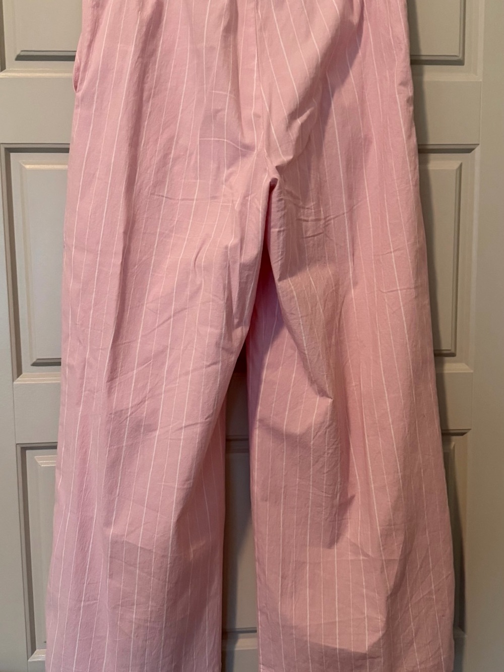 Zara Pink Pinstripe Wide-Leg Cropped Trousers